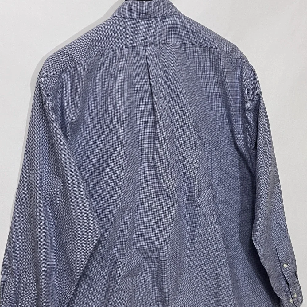 Polo Ralph Lauren Yarmouth Oxford Button Long Sleeve Check Blue Shirt 17.5 36/37